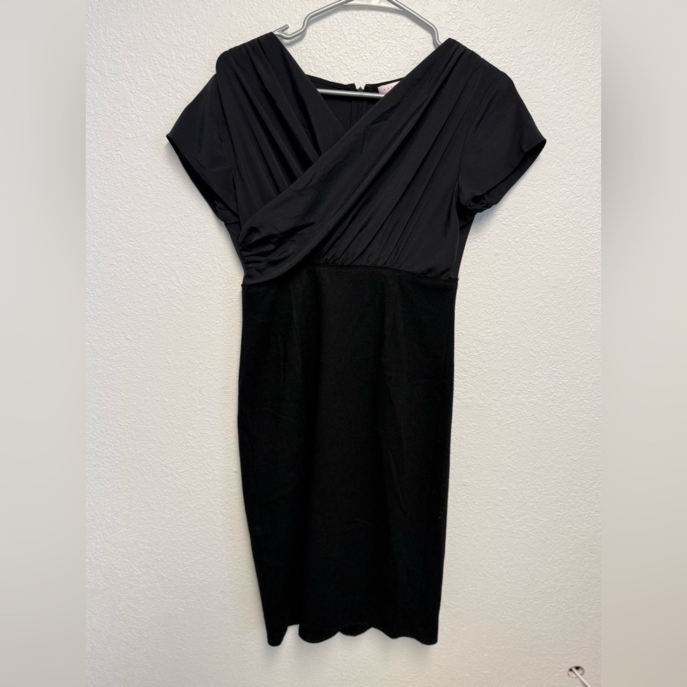 Susana Monaco Black Draped Neck Cocktail Dress Stretch Bodycon Minimalist XS S